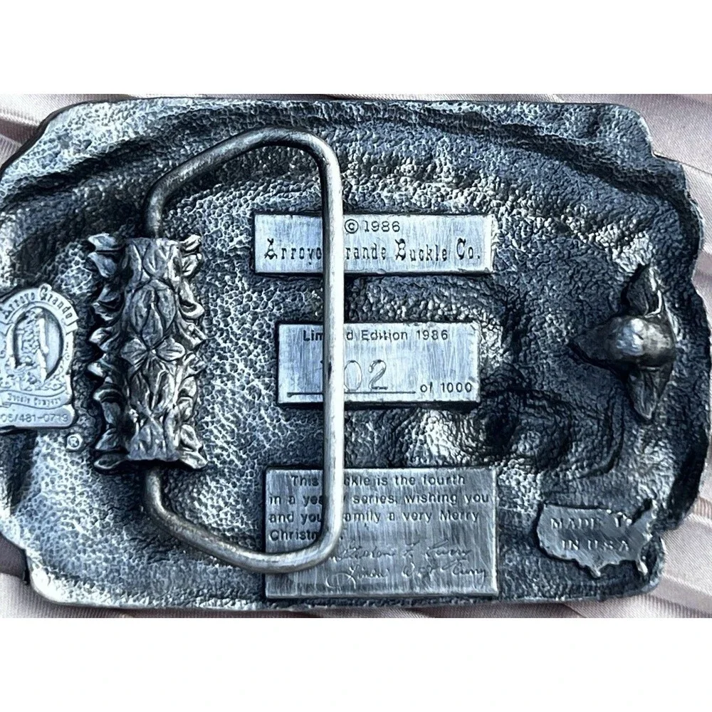 1986 Arroyo Grande Christmas Commemorative Belt Buckle LE #702/1000 USA